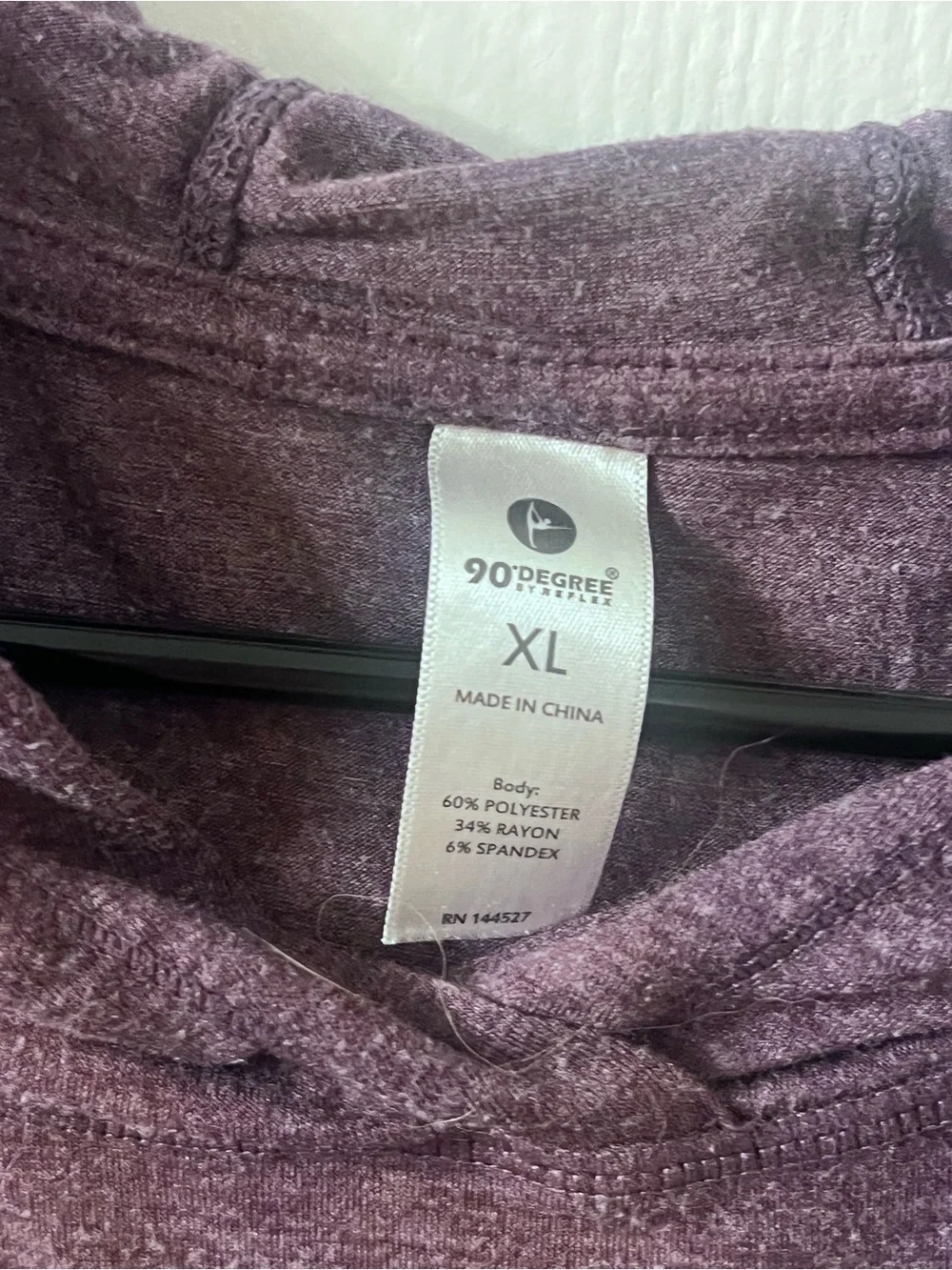 90 Degree By Reflex Heathered Purple Hooded Pullover Sweater